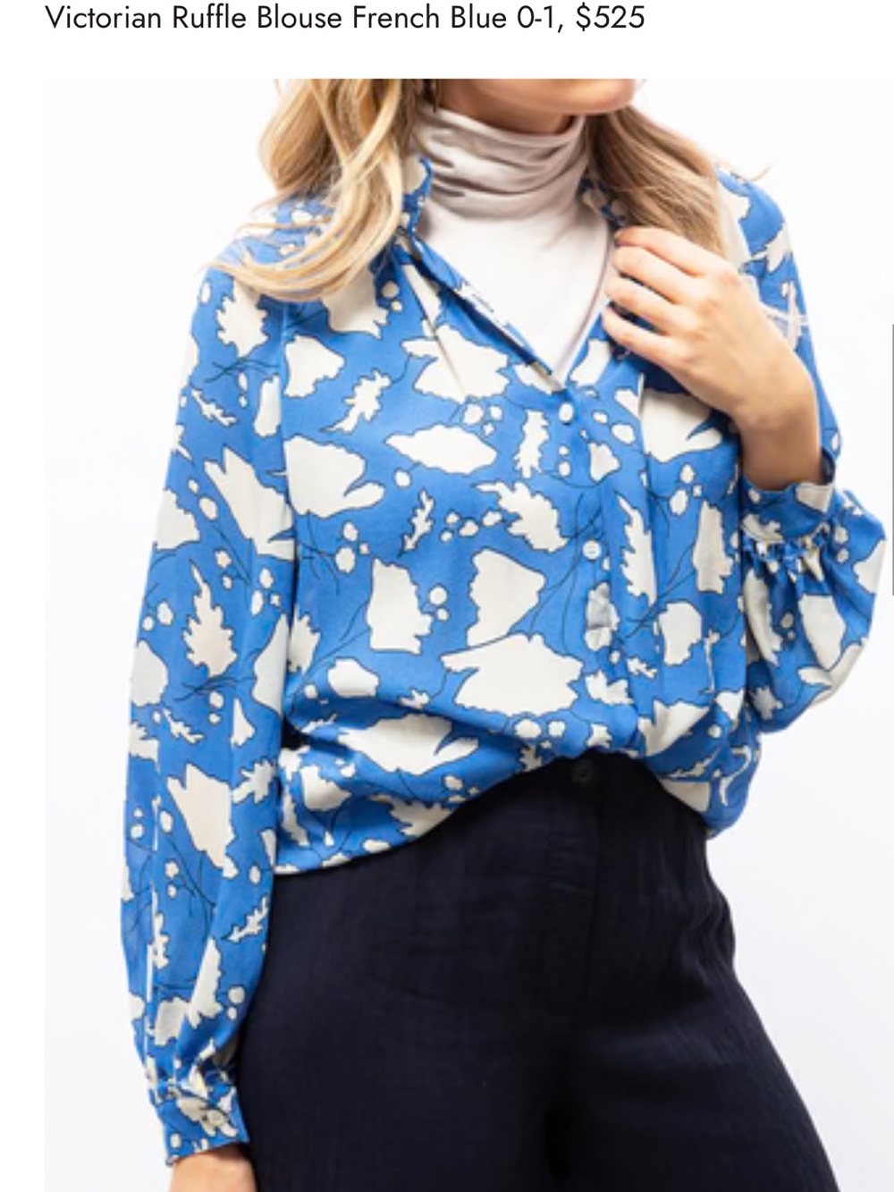 Raquel Allegra Victorian Ruffle blouse French Blue